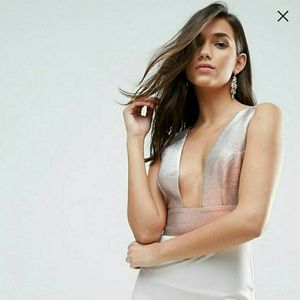 ASOS Midi Thigh High Split Iridescent Dress